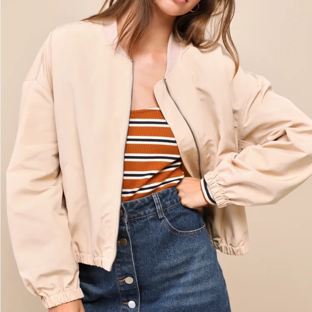 Women's Cream Bomber Jacket